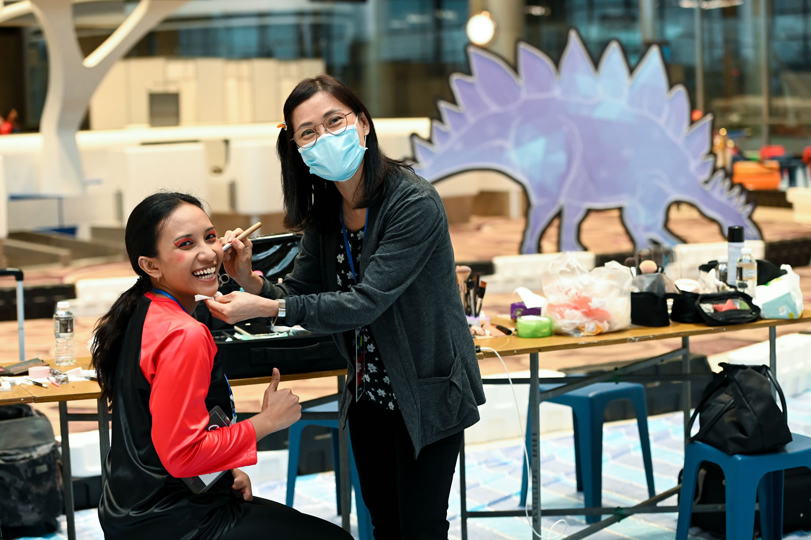 Performer Gets Her Make Up Done