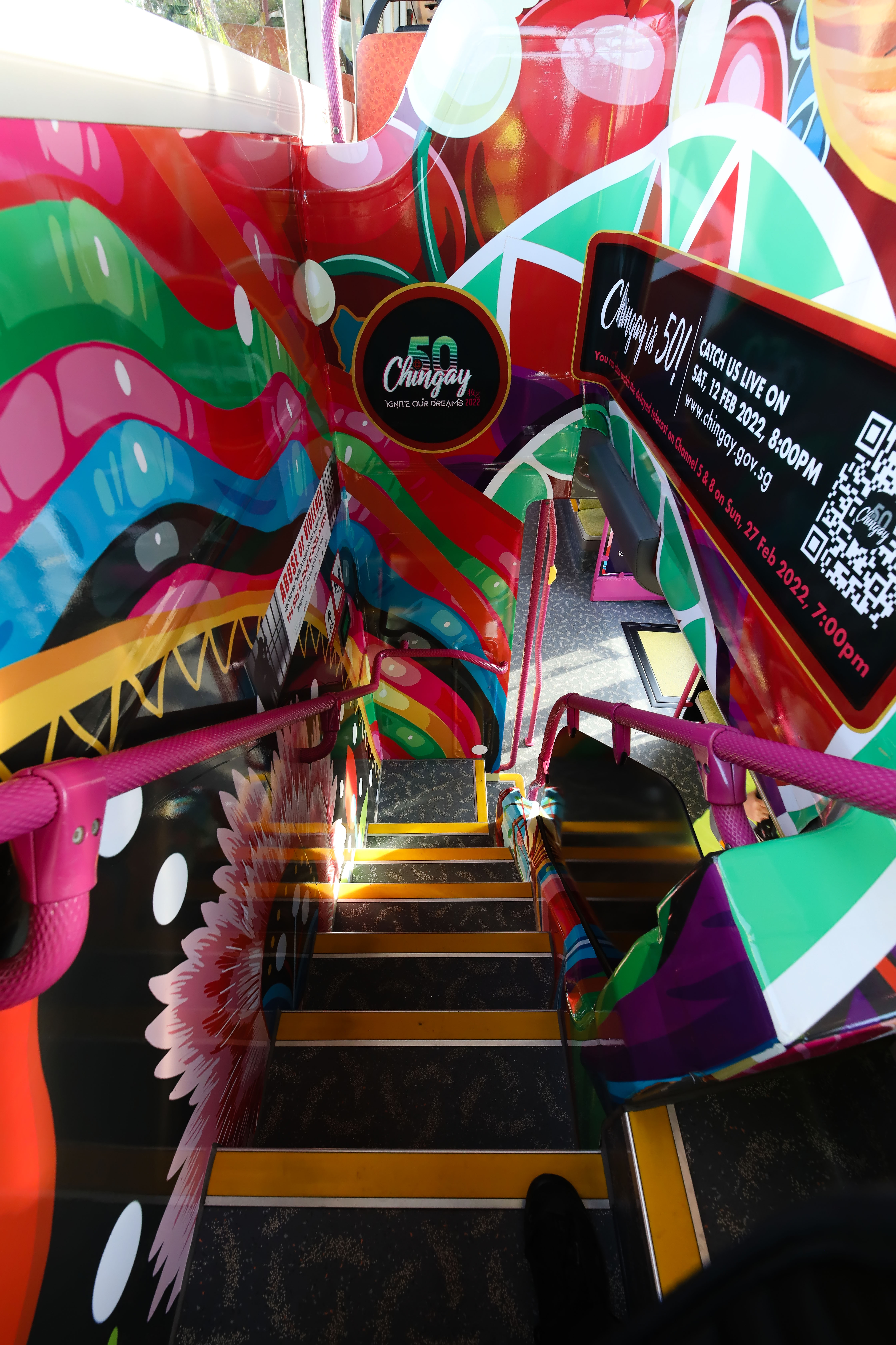 Inside Stairs of Chingay50 Bus